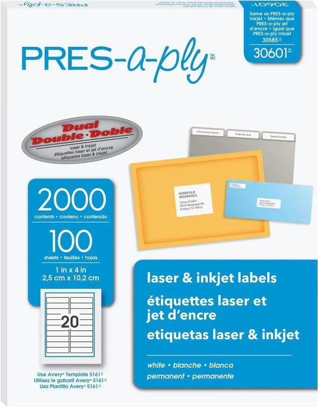 Main image of Laser Labels,1 x 4 Inch,White,(30601),2000 Count (Pack of 10)