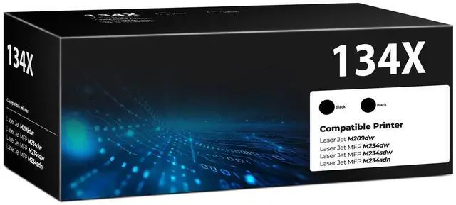 Main image of 134X Black Toner Cartridge Laser Jet M209dw MFP 234dw 2 Pack with Chip Compatible for HP 134A 134X Toner Cartridges for HP134X HP134A W1340X for Laser Jet M209dw MFP M234sdw M234sdw M234sdn Toner Ink
