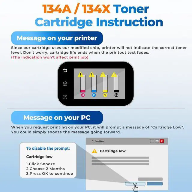 Alt view image 7 of 7 - 134X Black Toner Cartridge Laser Jet M209dw MFP 234dw 2 Pack with Chip Compatible for HP 134A 134X Toner Cartridges for HP134X HP134A W1340X for Laser Jet M209dw MFP M234sdw M234sdw M234sdn Toner Ink