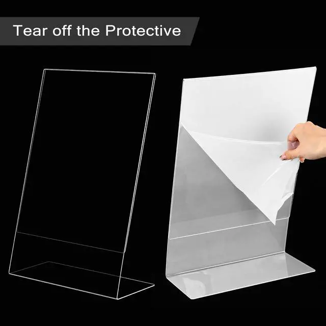 Alt view image 4 of 7 - 8 Pcs Acrylic Sign Holder Clear Display Stand Frame Table Top Slant Back Plastic Sign Holder Flyer Document for Menu Workers Teachers Office School Desktop (11 x 17 Inch)