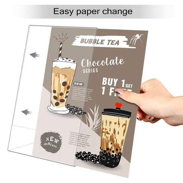 Alt view image 3 of 7 - 8 Pcs Acrylic Sign Holder Clear Display Stand Frame Table Top Slant Back Plastic Sign Holder Flyer Document for Menu Workers Teachers Office School Desktop (11 x 17 Inch)