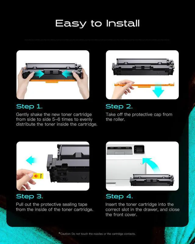 Alt view image 4 of 7 - 206A Toner Cartridge Replacement for HP M255dw (4 Pack, BK/C/M/Y) | 206A toner 4-pack with chip (black, cyan, magenta, yellow). Compatible with HP M255dw, M283fdw, M282nw
