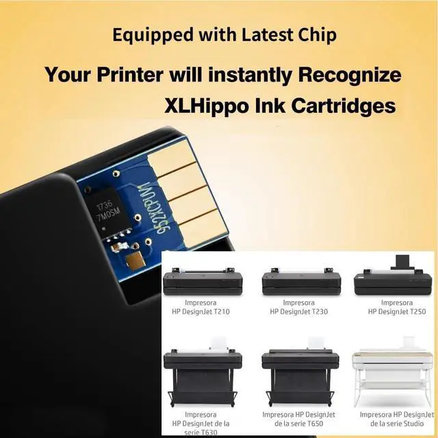 Alt view image 4 of 6 - 712XL Ink Cartridges Replacement for HP 712 Ink Cartridges Combo Pack Use for DesignJet T210 T230 T250 Design Jet T650 T630 Studio Plotter Printers (712 XL 4-Pack)