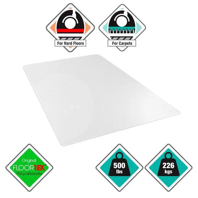 Alt view image 2 of 7 - ECM121345ER Cleartex MegaMat Heavy-Duty Polycarbonate Mat for Hard Floor/All Carpet 46 x 53