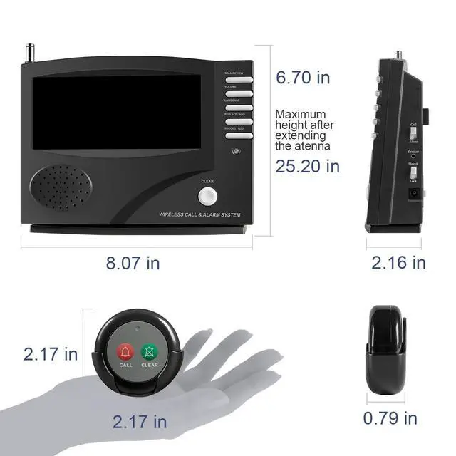 Alt view image 7 of 7 - Wireless Nurse Call System with 10 Call Buttons | Cancel active calls at the same call point without returning to the monitoring unit