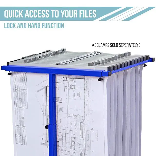 Alt view image 3 of 7 - Adir Mobile Blueprint Holder - Adjustable Blue Print Storage Organizer and Construction Plan Holder Plans Rack for Jobsite and Office (Without Blueprint Clamps)