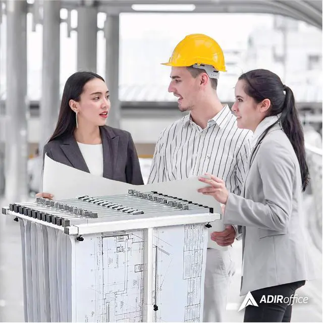 Alt view image 5 of 7 - Adir Mobile Blueprint Holder - Adjustable Blue Print Storage Organizer and Construction Plan Holder Plans Rack for Jobsite and Office (Without Blueprint Clamps)