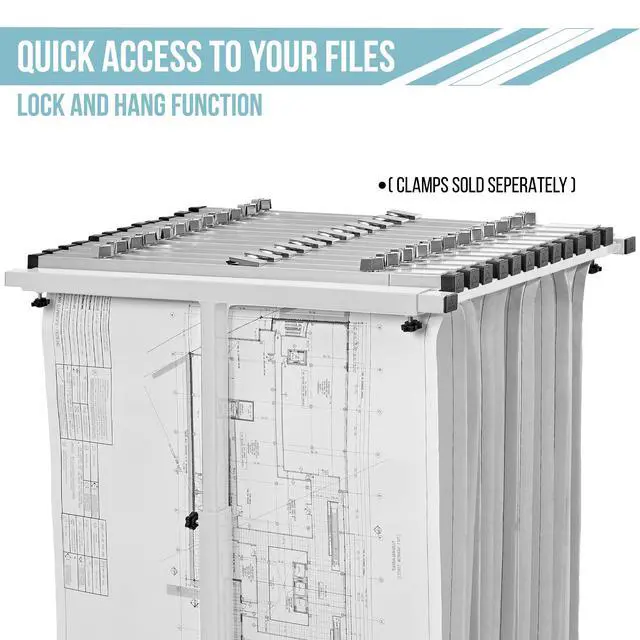 Alt view image 3 of 7 - Adir Mobile Blueprint Holder - Adjustable Blue Print Storage Organizer and Construction Plan Holder Plans Rack for Jobsite and Office (Without Blueprint Clamps)