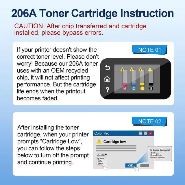 Alt view image 5 of 7 - 206A Black Toner Cartridge 2 Pack W2110A for HP M283fdw M283cdw | Replacement for HP 206A Toner 206X W2110X W2110A Toner Work for HP Color Laser Jet Pro MFP M283fdw M283cdw M255dw Printer