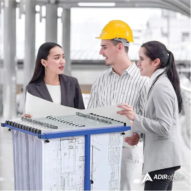 Alt view image 5 of 7 - Adir Mobile Blueprint Holder - Adjustable Blue Print Storage Organizer and Construction Plan Holder Plans Rack for Jobsite and Office (Without Blueprint Clamps)