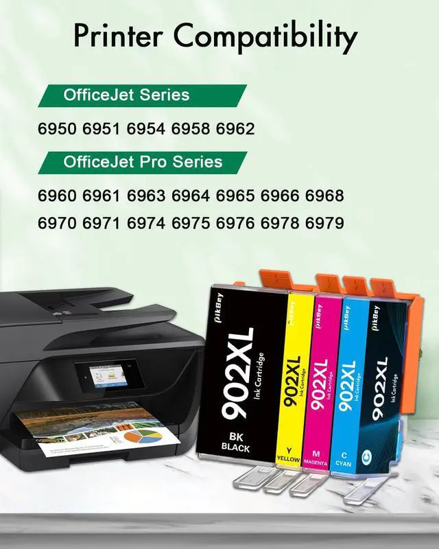 Alt view image 2 of 7 - 902XL 902 Ink Cartridges Combo Pack Replacement for HP 902 XL Ink cartridges for OfficeJet Pro 6978 6970 6968 6962 6950 6976 6972 6951 Printers (4-Pack, Black/Cyan/Magenta/Yellow)