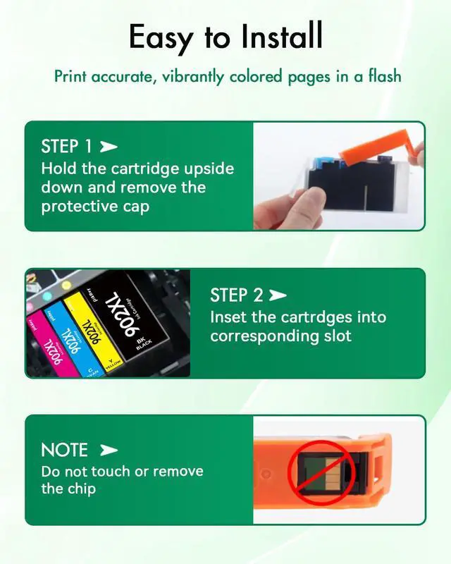 Alt view image 6 of 7 - 902XL 902 Ink Cartridges Combo Pack Replacement for HP 902 XL Ink cartridges for OfficeJet Pro 6978 6970 6968 6962 6950 6976 6972 6951 Printers (4-Pack, Black/Cyan/Magenta/Yellow)