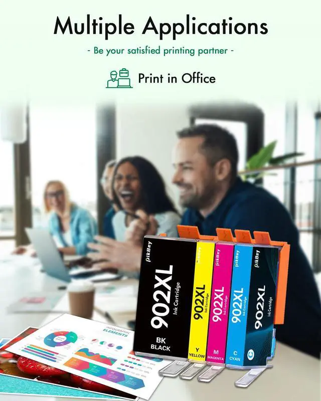 Alt view image 7 of 7 - 902XL 902 Ink Cartridges Combo Pack Replacement for HP 902 XL Ink cartridges for OfficeJet Pro 6978 6970 6968 6962 6950 6976 6972 6951 Printers (4-Pack, Black/Cyan/Magenta/Yellow)