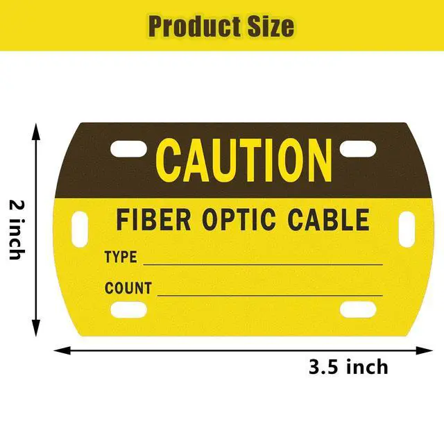 Alt view image 2 of 7 - 100 Pcs Optic Cable Tag Yellow Waterproof Fiber Cable Marker Tags with Marker Pen 3.5 x 2 Inches HDPE Writable Self-Laminating Labels for Communication Management Maintenance (with Text)