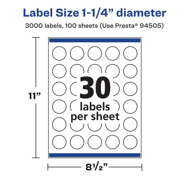 Alt view image 5 of 7 - ® Matte White Round Labels, Sure Feed® Technology, 1.25" Diameter, 3,000 Matte White Printable Labels