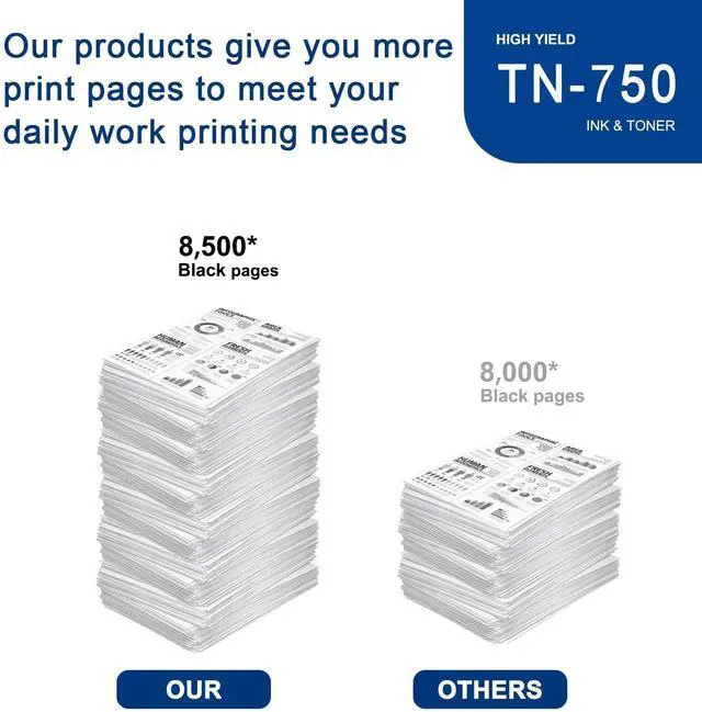 Alt view image 3 of 7 - 1 Pack TN750 TN-750 High Yield Black Toner Cartridge Compatible TN750 Replacement for Brother HL-5440D 5450DN 5470DW/DWT 6180DW/DWT DCP-8110DN 8150DN 8155DN 8510DN MFC-8710DW 8810DW 8910DW Printe