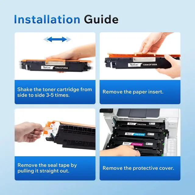 Alt view image 7 of 7 - 130A CF350A Remanufactured Toner Cartridge 4-Pack | for HP 130A CF351A CF352A CF353A for LaserJet Pro Color MFP M177fw M176n M177 M176 Printer