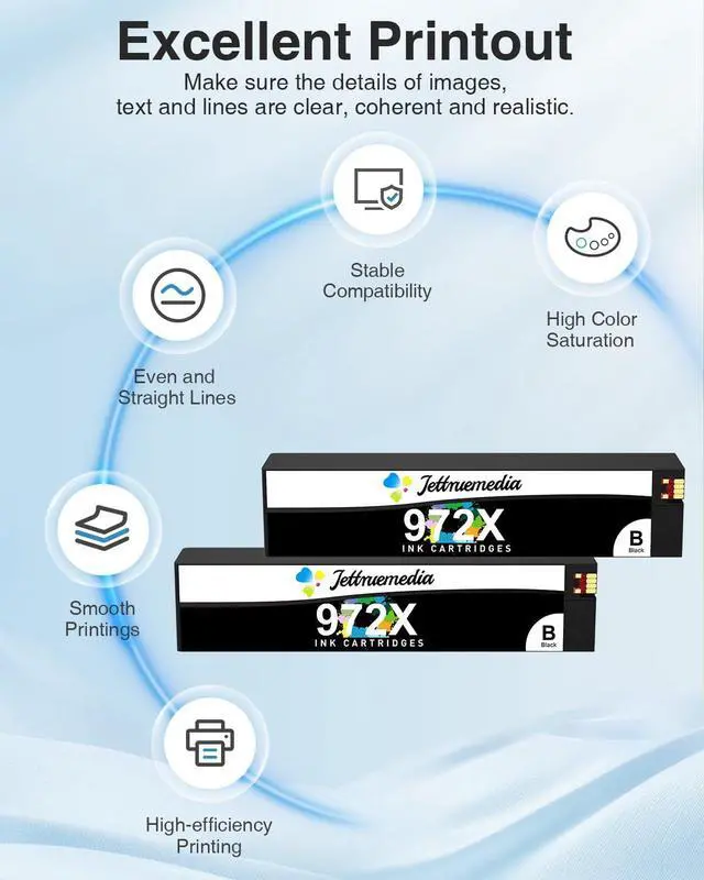 Alt view image 3 of 6 - 2-Pack 972X Black Ink Compatible with HP 972A 972X PageWide Cartridge High Yield Black Ink Cartridge to use with PageWide Pro MFP 477dw 552dw 577dw 477dn 577z Pro 452dw 452dn P55250dw P57750dw Printer