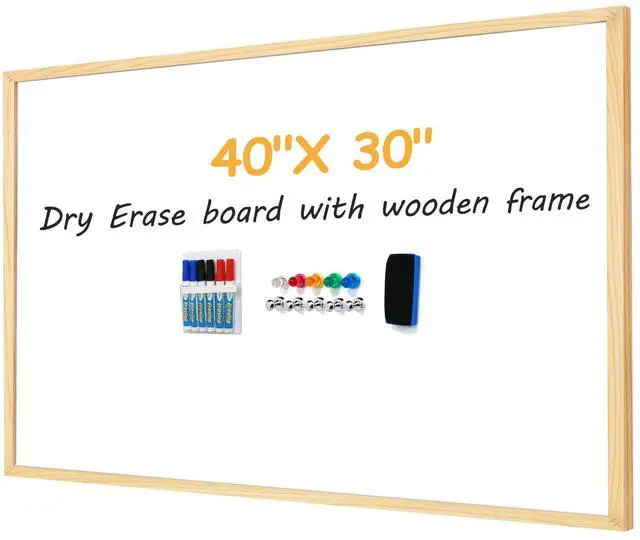 Main image of 40"x30" Magnetic Dry Erase Board with Decorative Wooden Frame | Wall-Mounted, For Home, Living Room, Kitchen, Office, School, Stylish & Functional