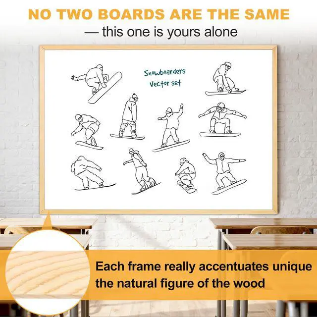 Alt view image 2 of 7 - 40"x30" Magnetic Dry Erase Board with Decorative Wooden Frame | Wall-Mounted, For Home, Living Room, Kitchen, Office, School, Stylish & Functional