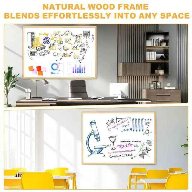 Alt view image 3 of 7 - 40"x30" Magnetic Dry Erase Board with Decorative Wooden Frame | Wall-Mounted, For Home, Living Room, Kitchen, Office, School, Stylish & Functional