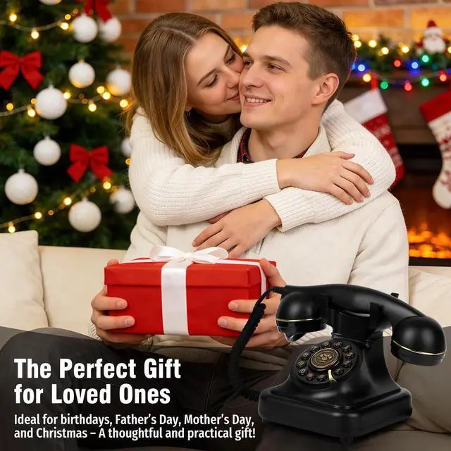Alt view image 7 of 7 - Bluetooth Retro Landline Phone with Voice Assistant, Compatible with Android & iOS, Wireless Physical Home Telephone with Speakerphone & Volume Control, Black