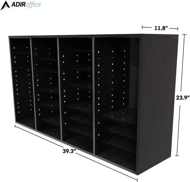 Alt view image 3 of 3 - Wooden Adjustable Literature Organizer, 36 Compartment Office Mailbox, or Classroom Literature Organizer, Black