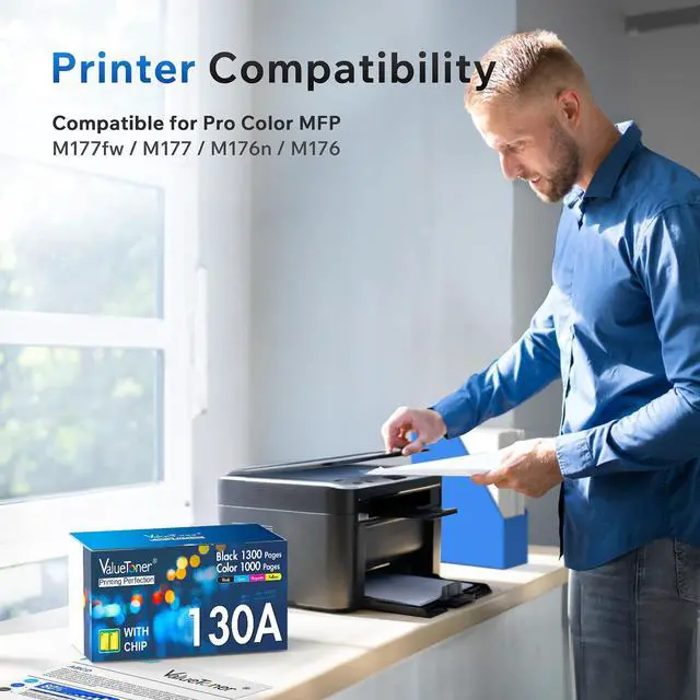 Alt view image 2 of 7 - 130A CF350A Remanufactured Toner Cartridge 4-Pack | for HP 130A CF351A CF352A CF353A for LaserJet Pro Color MFP M177fw M176n M177 M176 Printer