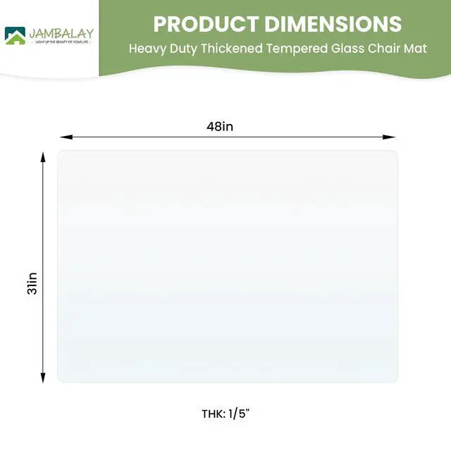 Alt view image 2 of 6 - Premium Tempered Glass Chair Mat, 31"x48" Heavy Duty Glass Office Floor Mat for Carpets or Hard Floors, with Non Slip Pads, Round Corners and Polished Edges, Easy Roll On, Thick 0.2