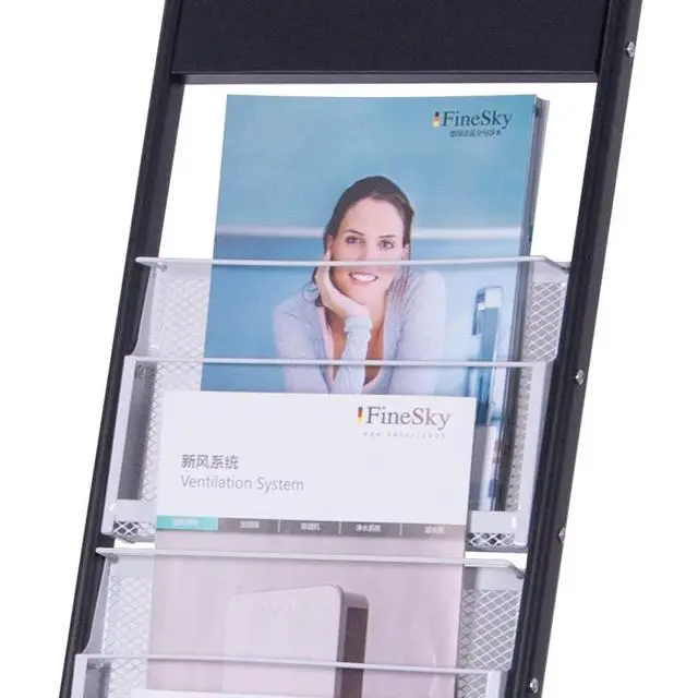 Alt view image 3 of 5 - floor standing magazine rack Brochure Display Stand with 4 wheels and 6 layers for reception rooms or offices