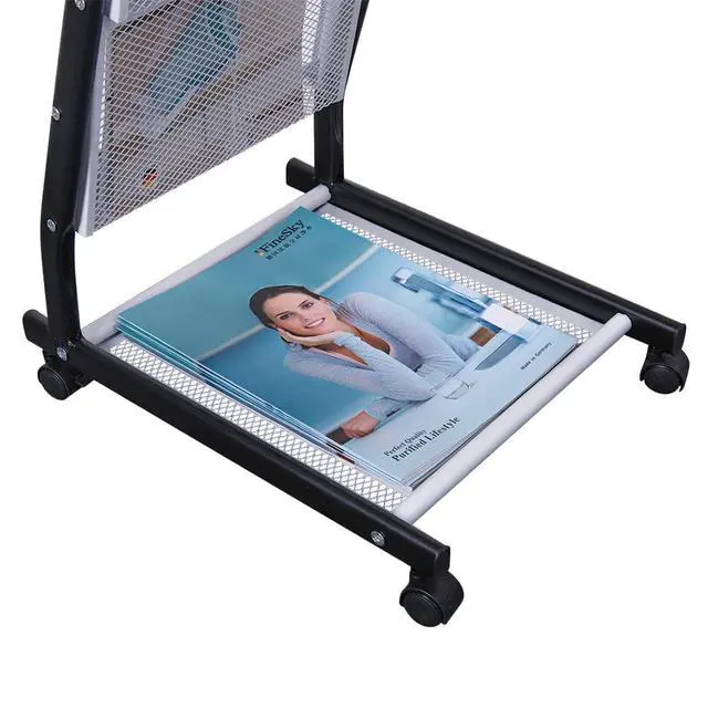 Alt view image 4 of 5 - floor standing magazine rack Brochure Display Stand with 4 wheels and 6 layers for reception rooms or offices