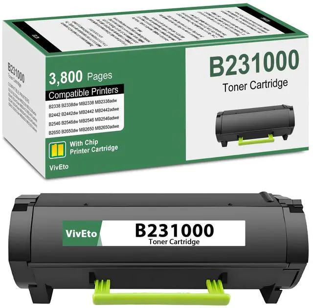Main image of B231000 Black Toner Cartridge with New Chip for B2338 B2442 | Repalcement for Lexmark B231000 Toner Cartridge for B2338dw B2442dw MB2338 MB2338adw MB2442 Printers, 1 Pack B231000 Ink