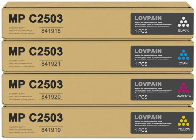 Main image of MP C2503 High Yield Toner Cartridge (4-Pack, Black/Cyan/Magenta/Yellow) | Compatible C2503H 841918 841921 841920 841919 Toner Cartridge Replacement for MP C2003 C2004 C2503 C2504 Printer