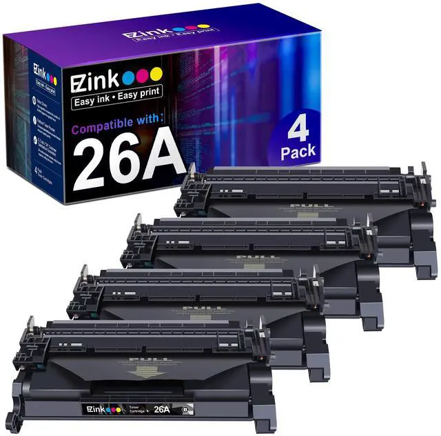 Main image of 26A Black LaserJet Toner Cartridge 4 Pack Compatible Replacement for HP 26A CF226A 26X CF226X Toner use with HP LaserJet Pro M402n M402dn M402dw M402dne MFP M426fdw M426fdn Series Printer Ink