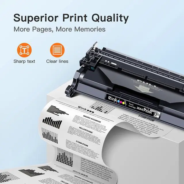 Alt view image 3 of 6 - 26A Black LaserJet Toner Cartridge 4 Pack Compatible Replacement for HP 26A CF226A 26X CF226X Toner use with HP LaserJet Pro M402n M402dn M402dw M402dne MFP M426fdw M426fdn Series Printer Ink
