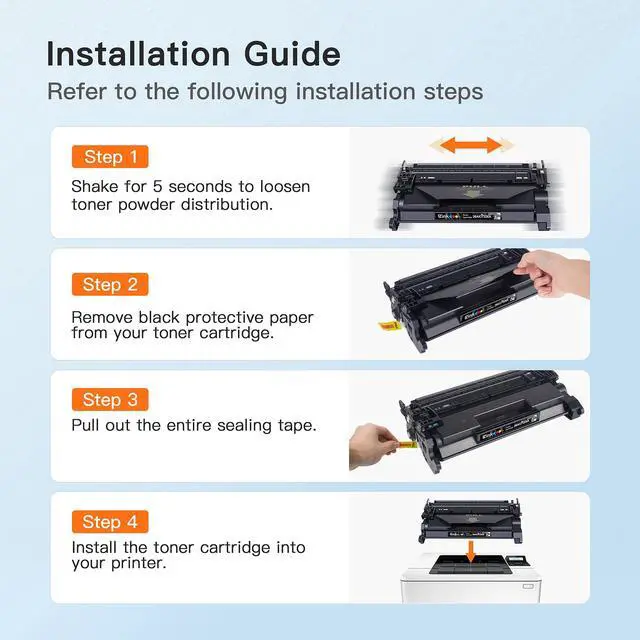 Alt view image 6 of 6 - 26A Black LaserJet Toner Cartridge 4 Pack Compatible Replacement for HP 26A CF226A 26X CF226X Toner use with HP LaserJet Pro M402n M402dn M402dw M402dne MFP M426fdw M426fdn Series Printer Ink