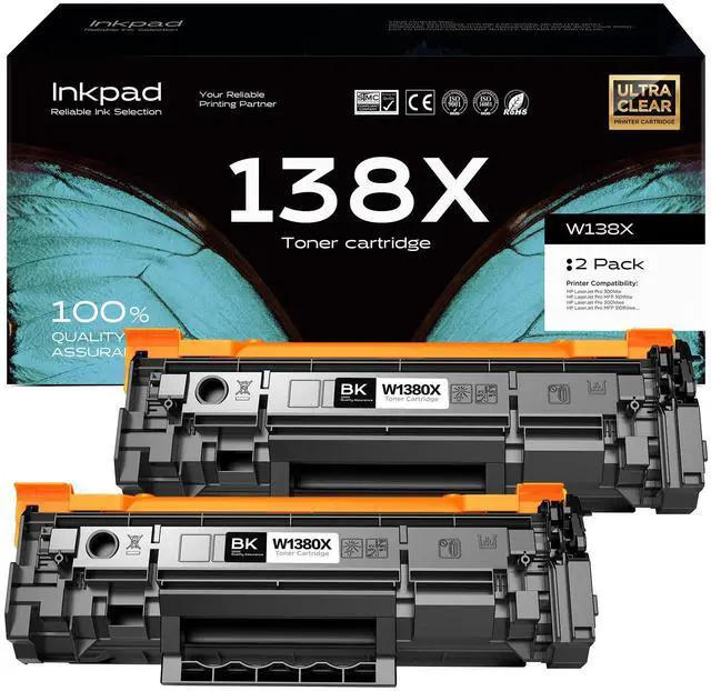 Main image of 138X W1380X Black High Yield Toner Cartridge 2 Pack | Compatible with HP LaserJet Pro MFP 3101fdw 3001dw 3101fdwe 3001dwe Printer, with Chip, 4000 Pages per Toner