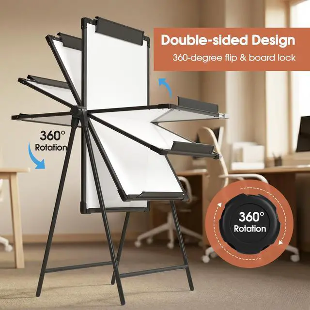 Alt view image 5 of 7 - Easel Whiteboard with Stand, Height Adjustable Dry Erase Board | Aluminum Alloy Frame A-Stand, Portable Magnetic White Board for Office Classroom Teaching, Double-Sided Easel (36x24, Black)