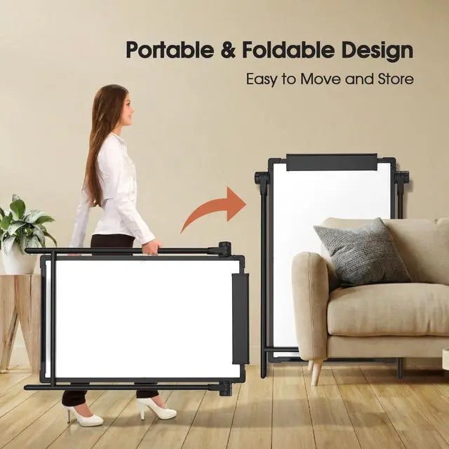 Alt view image 7 of 7 - Easel Whiteboard with Stand, Height Adjustable Dry Erase Board | Aluminum Alloy Frame A-Stand, Portable Magnetic White Board for Office Classroom Teaching, Double-Sided Easel (36x24, Black)