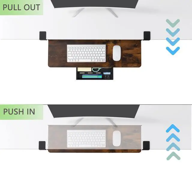Alt view image 5 of 7 - Keyboard Tray Under Desk, 26.77" X 11.81" Large Size Keyboard Tray with C Clamp-on Mount Easy to Install, Computer Keyboard Stand, Ergonomic Keyboard Tray for Home and Office
