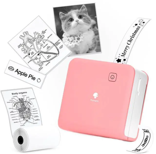 Main image of Mini Sticker Printer - Print Pods M02 Pro 300dpi Mini Pocket Printer, Sticker Printer Maker Thermal Label Machine for Photo Printing, DIYs, Study Notes, Travel, Work and Study, Gift, Pink