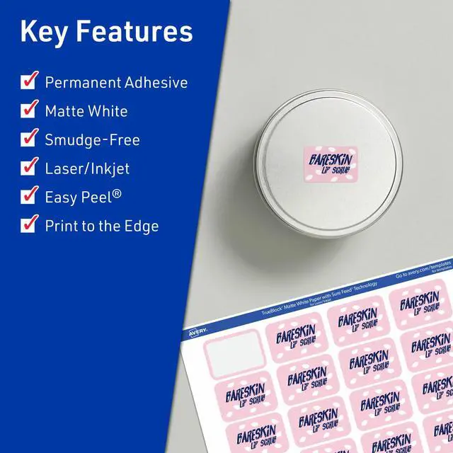 Alt view image 2 of 7 - ® TrueBlock® Matte White Rectangle Labels, Sure Feed® Technology, 1" x 1.5", 3,200 Matte White Labels, Print-to-The-Edge, Laser/Inkjet Printable, Great for Packaging and Product Merchandising