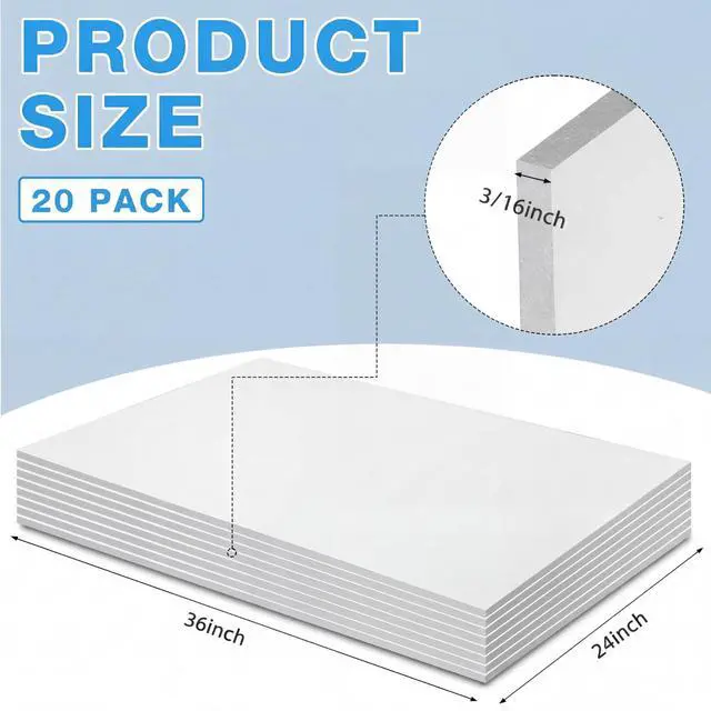Alt view image 2 of 7 - 20 Pcs Large Foam Boards Bulk Foam Core Backing Board 3/16 Inch Thickness Core Board Poster Boards for Presentations, School, Office, Art Projects(24 x 36 x 3/16 Inches,White)