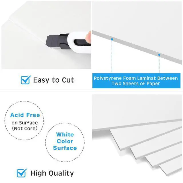 Alt view image 3 of 7 - 20 Pcs Large Foam Boards Bulk Foam Core Backing Board 3/16 Inch Thickness Foam Core Board Foam Poster Boards for Presentations, School, Office, Art Projects(White,22 x 28 x 3/16 Inches)