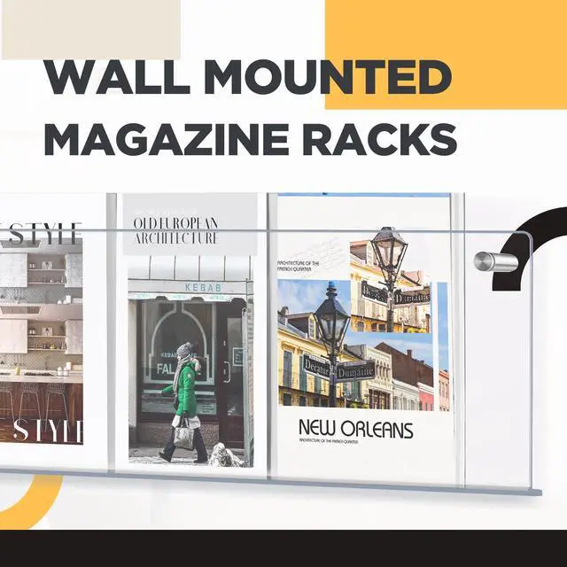 Alt view image 3 of 6 - 4 Pack Clear Acrylic Magazine Holder Wall Mount Hanging Bookshelf 21" Magazine Rack Brochure Holder for Waiting Room, Living Room, Office, Home Display