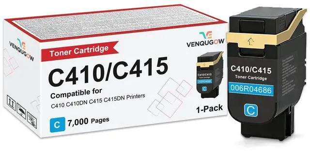 Main image of C410 Toner Cartridge Compatible for Xerox 006R04686 Cyan Toner Cartridges Compatible for Xerox Genuine C410 C410DN C415 C415DN Printers High Capacity 7,000 Pages 1-Pack