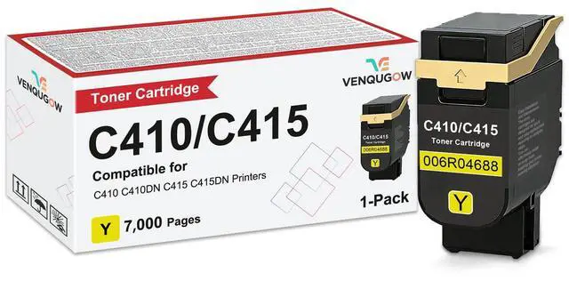 Main image of C410 Toner Cartridge Compatible for Xerox 006R04688 Yellow Toner Cartridges Compatible for Xerox Genuine C410 C410DN C415 C415DN Printers High Capacity 7,000 Pages 1-Pack