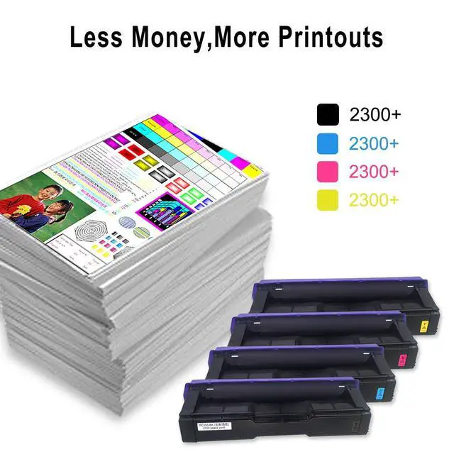 Alt view image 7 of 7 - 4 Color Compatible Toner Cartridges SP C250 C260 C261 High Capacity 2300 Pages for Black Cyan Magenta Yellow for RICOH Aficio SP C250DN C250SF C260DNW C260SFNW C261SFN C261SFNw C261DNw Laser Printers