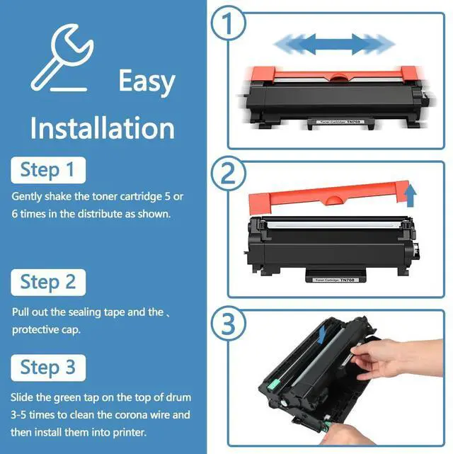 Alt view image 4 of 5 - TN760 Toner Replacement for Brother TN760 Toner Cartridge 4-Pack High Yield | Compatible with HL-L2350DW HL-L2325DW HL-L2370DW HL-L2390DW HL-L2395DW MFC-L2690DW MFC-L2710DW MFC-L2717DW MFC-L2750DW