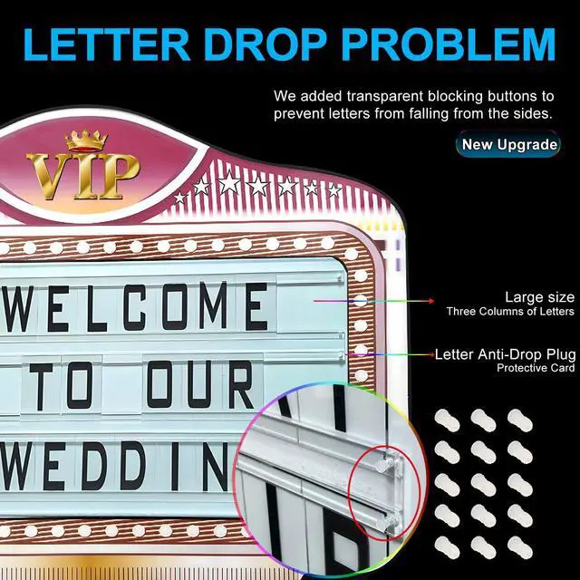 Alt view image 3 of 7 - Bottle Service Lights, Custom Wedding Sign with 4 Interchangeable Letter Sets & 1 Numbers Set, LED Handheld Marquee Sign for Birthdays, Bachelorette & Club Nights & Party Photos(VIP)
